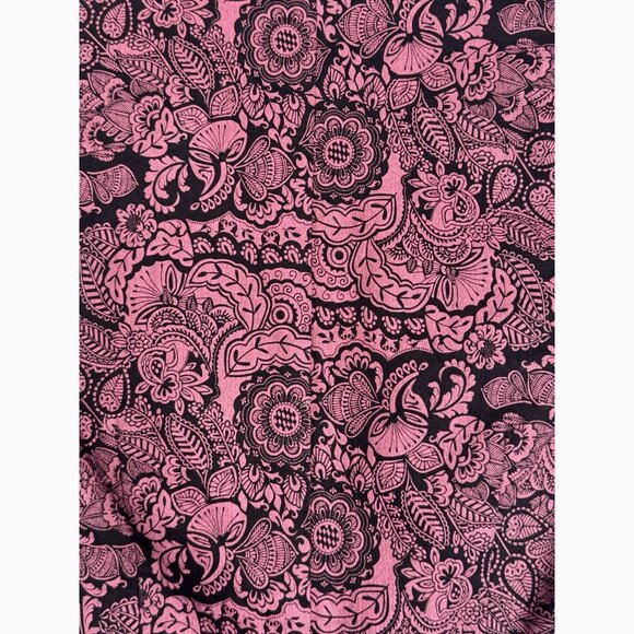 Le Château Pink Black Floral Jacquard Fit & Flare Dress M Baroque Parisian Chic - Picture 8 of 12